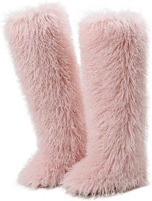 Fuzzy Boots Thigh High Fur Boot for Women,Over the Knee Fluffy High Boots Tall Furry Shoes Knee-H... | Amazon (US)