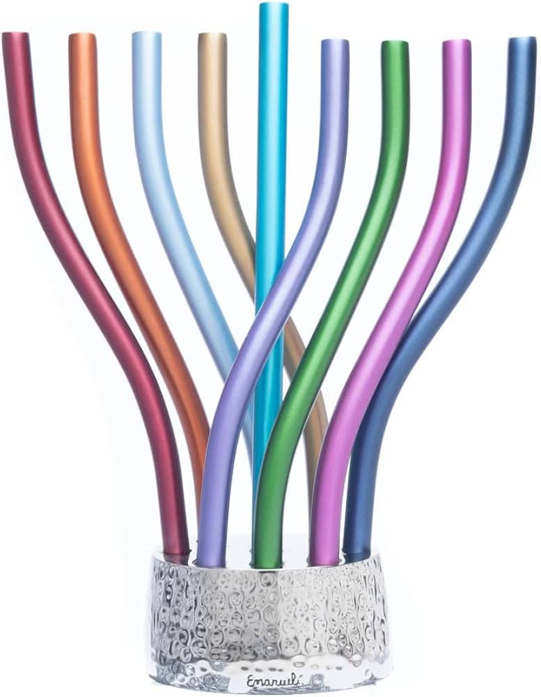 Hanukah Menorah Colored Anodized Aluminum Branches (Multi Color) | Amazon (US)