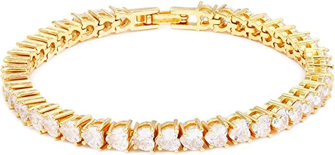 Lavencious Cubic Zirconia Stones Bridal Tennis Bracelet for Women 7" Length | Amazon (US)