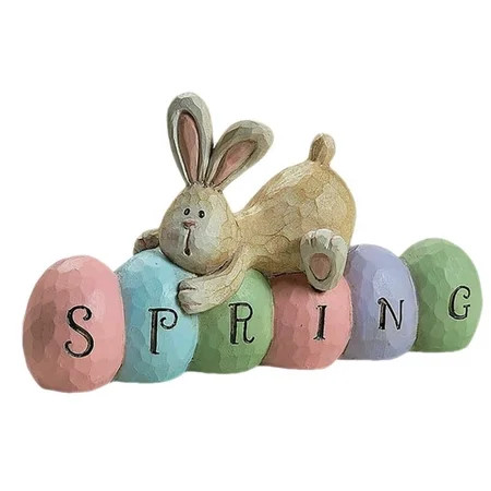 CHALKART Easter Bunny Table Decor Happy Easter Resin Bunny Eggs Tabletop Ornaments Cute Spring Ra... | Walmart (US)