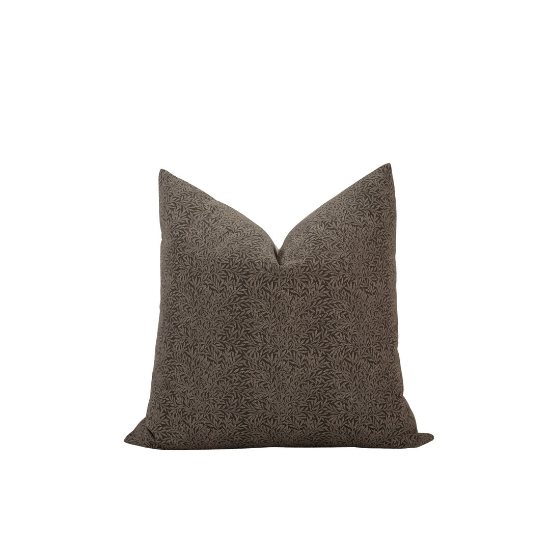 MORRIS || Designer Dark Brown and Beige Pillow Cover Coffee Brown Floral Pillow English Cottage P... | Etsy (US)