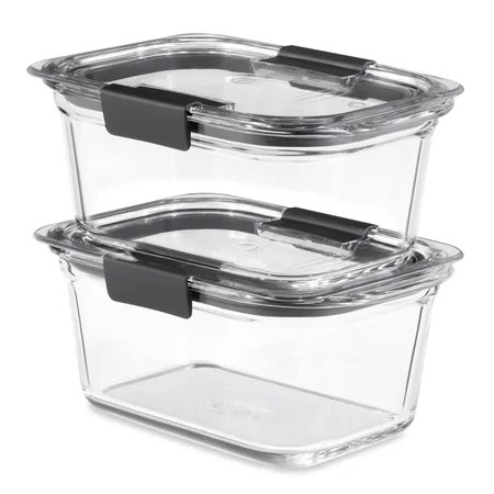 Rubbermaid Brilliance Glass Food Storage Containers, 2-Pack with Lids, BPA Free and Leak Proof, 4.7 Cup | Walmart (US)
