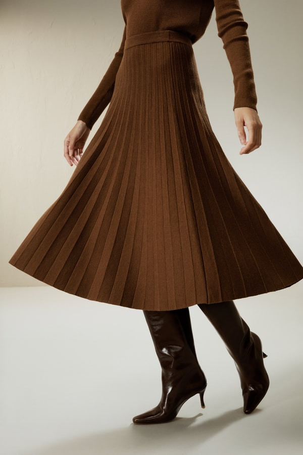 Collegiate Ultra-fine Merino Wool Skirt | LILYSILK