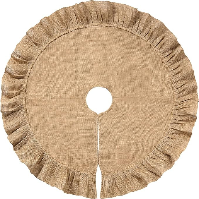 Christmas Tree Skirt Tree Skirt Linen Burlap Tree Skirt for Christmas Tree Decorations (31 Inch) | Amazon (US)