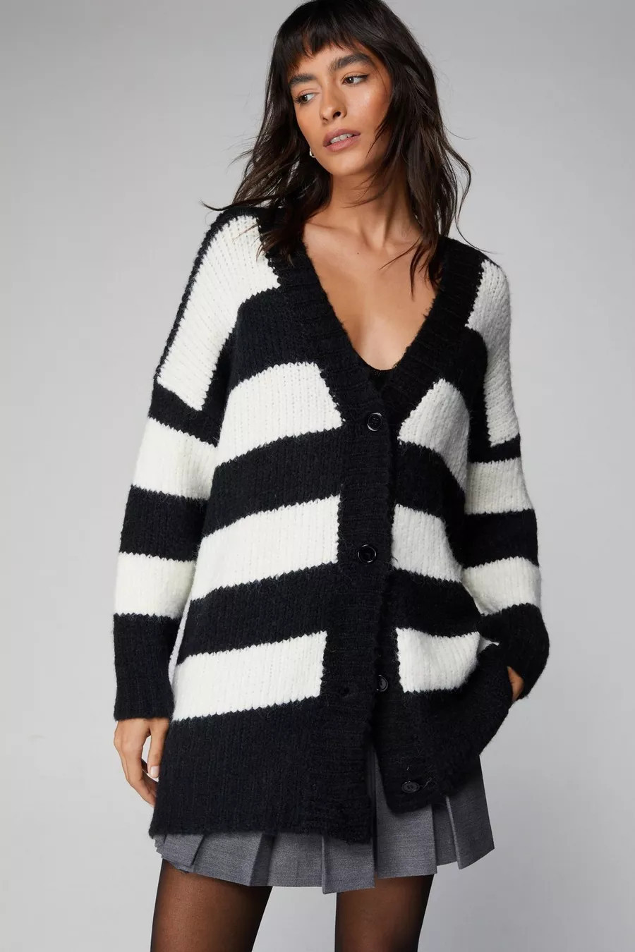 Stripe Oversized Button Up Cardigan | Nasty Gal US