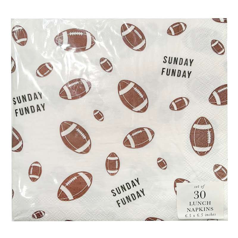 Wht Football Lunch Napkin 6.5 30Ct | At Home