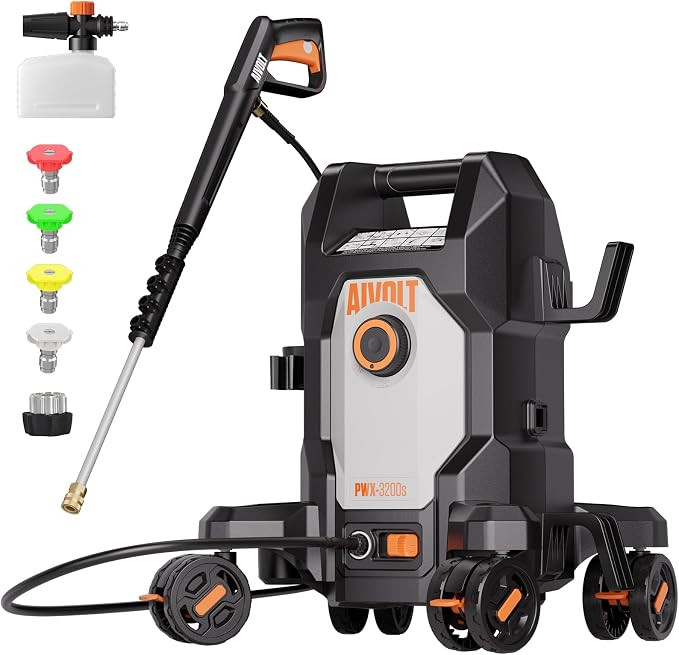 AIVOLT 4800PSI Electric Pressure Washer, Electric Power Washer | Anti-Tipping 4-Wheel Design, 4 N... | Amazon (US)