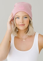 Adult Mad Hatter Knit Cuff Beanie - Blush | Alice & Wonder