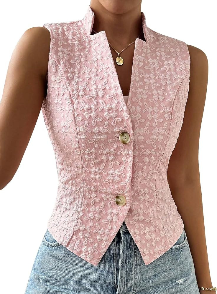 Women's 2026 Summer Sleeveless Knit Vest Top - Lightweight Stretchy Floral Trendy Casual Work Off... | Amazon (US)