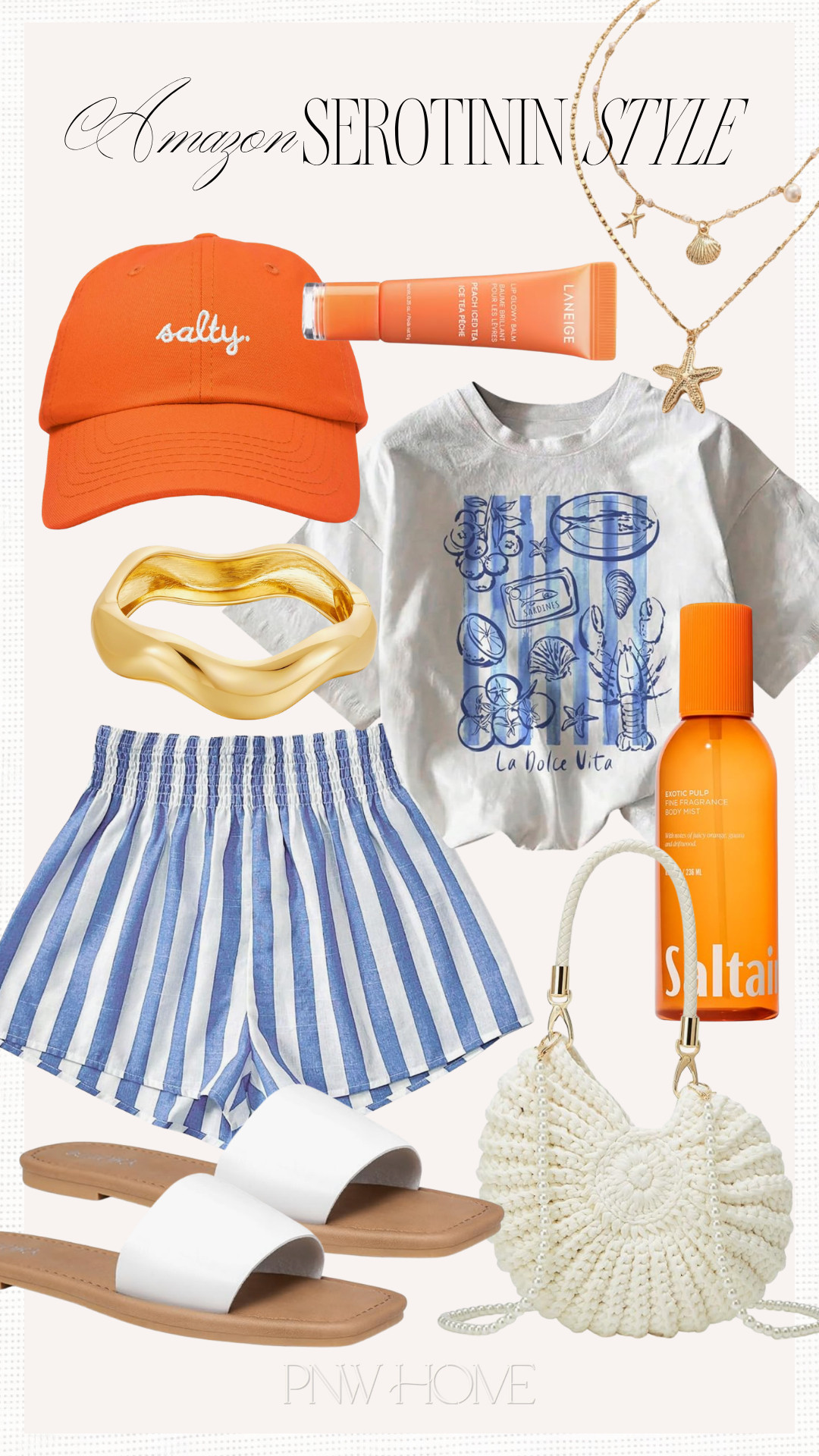 These Amazon summer style finds are fun and colorful for a boost of serotonin!

summer fashion, summer style, summer looks, summer outfit, striped shorts, blue shorts, graphic tee, blue tee, graphic t-shirt, orange cap, baseball cap, white sandals, white slides, summer shoes, summer footwear, lip balm, lip gloss, body spray, seashell handbag, summer handbag, crochet handbag, seashell necklace, gold bracelet, bangle bracelet 

 #LTKgrwm #LTKootd #LTKSeasonal