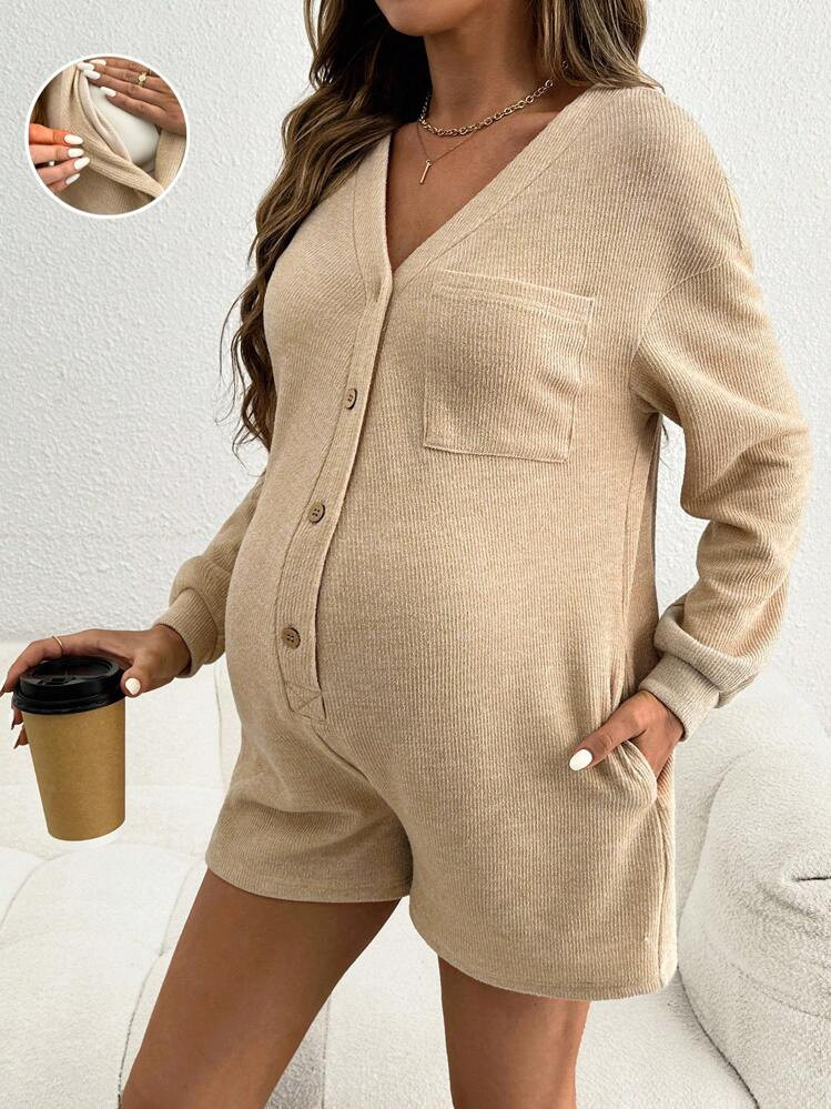 SHEIN Maternity Casual Daily Jumpsuit With Long Sleeve Fall | SHEIN