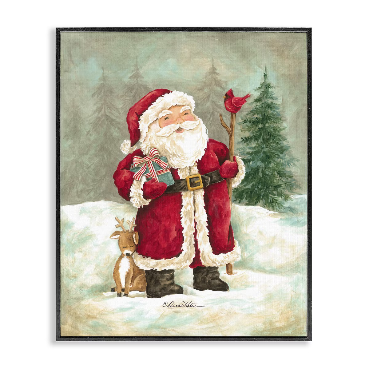 Stupell Industries Joyful Santa & Cuddling Reindeer Framed Giclee Art | Target