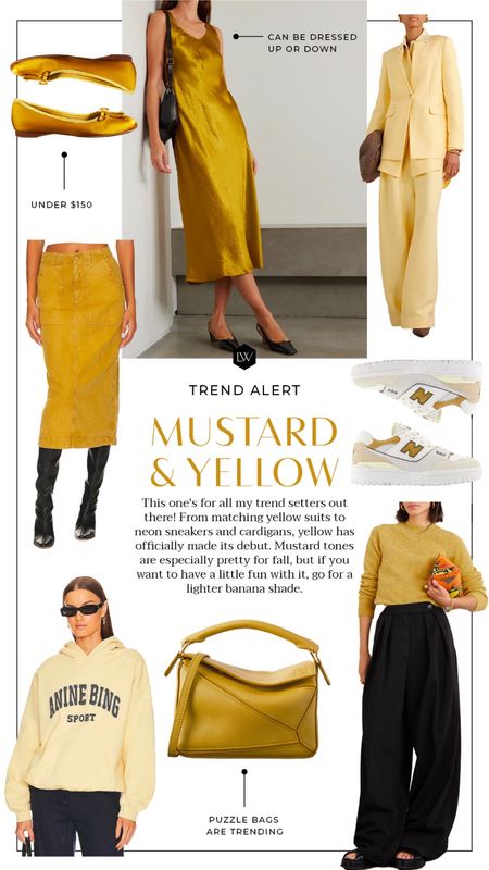 This one's for all my trend setters out there! From matching vellow suits to neon sneakers and cardigans, yellow has officially made its debut. Mustard tones are especially pretty for fall, but if you want to have a little fun with it, go for a lighter banana shade.



#LTKSeasonal