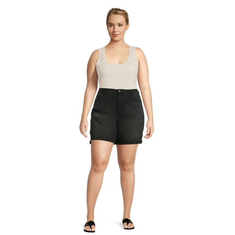 Terra & Sky Women's Plus Size Bermuda Denim Shorts, 7” Inseam | Walmart (US)