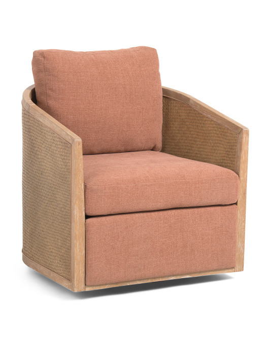 30x35 Rattan Kane Swivel Accent Chair With Solid Wooden Base | TJ Maxx