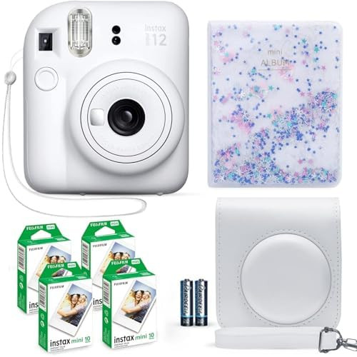 Fujifilm Instax Mini 12 Instant Camera Clay White + Fuji Film Value Pack (40 Sheets) + Shutter Ac... | Amazon (US)
