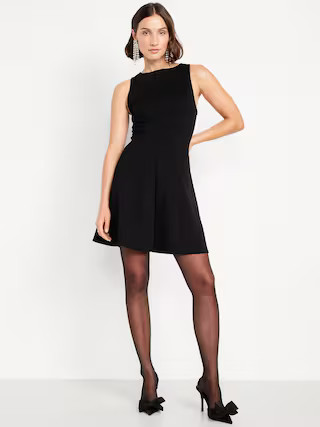 Sleeveless Ponte-Knit Mini Swing Dress | Old Navy (US)