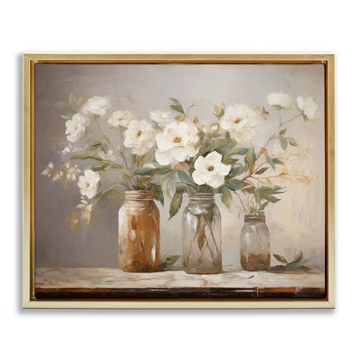 Stupell Industries Vintage Farmhouse Blooms Floating Frame Canvas Art, Gold, 31" x 25" | Target