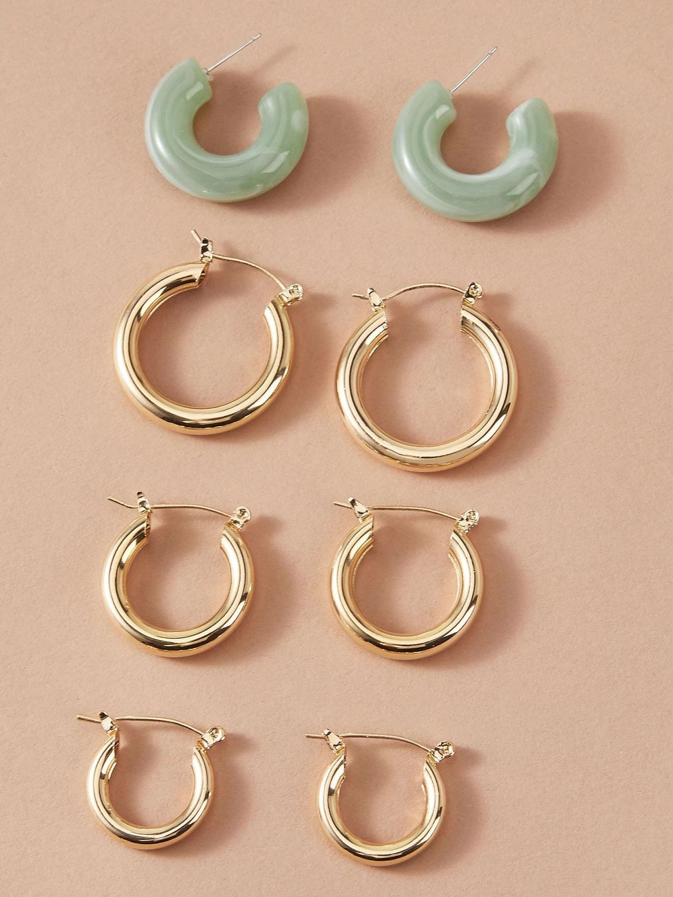 4pairs Simple Hoop Earrings | SHEIN