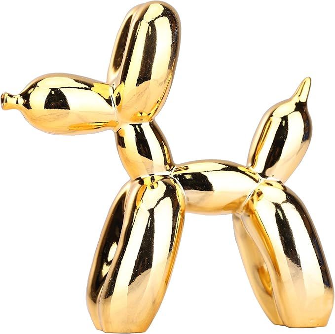 LUOWAN Animals Figurine Resin Cute Shiny Balloon Dog Shape Statue Art Sculpture Figurine Craftwor... | Amazon (US)