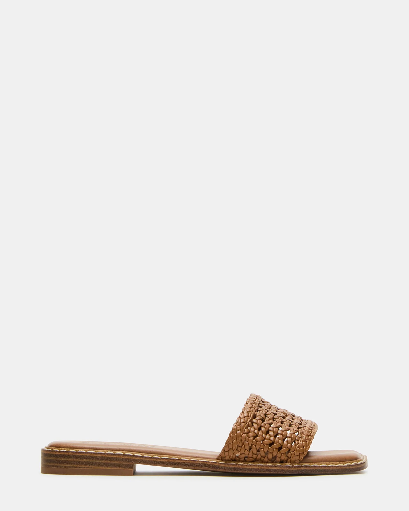SNIDER Tan Square-Toe Slide Woven Women's Sandal | Steve Madden (US)