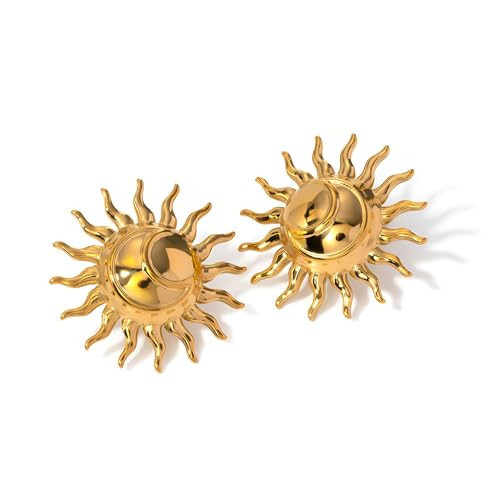 GREICHFAN Gold Sun Stud Earrings Vintage Boho Statement Earrings for Women | Amazon (US)