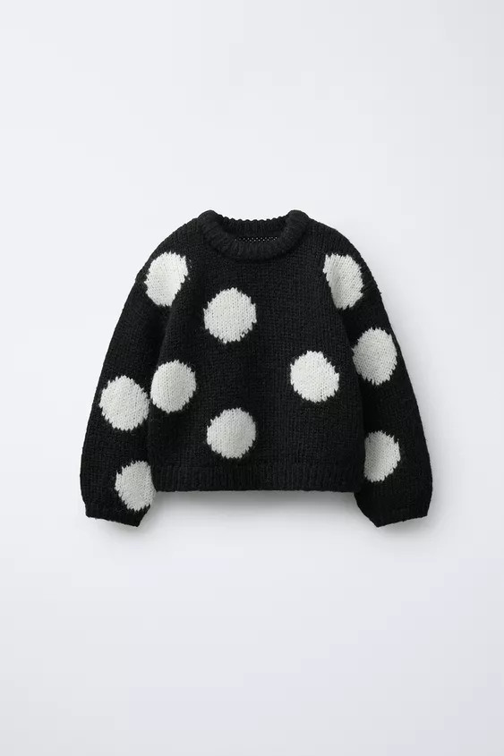 WOOL BLEND POLKA DOT KNIT SWEATER | Zara US