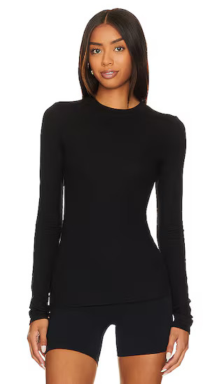Louise Rib Long Sleeve Top in Black | Revolve Clothing (Global)