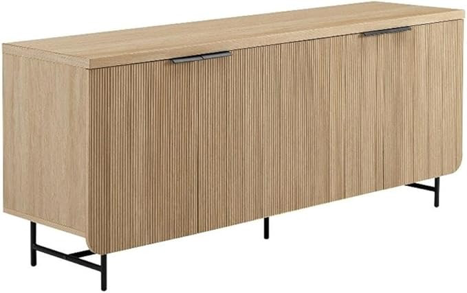 Walker Edison Reema Fluted 4-Door Kitchen Sideboard Buffet Console, 69 Inch, Coastal Oak | Amazon (US)