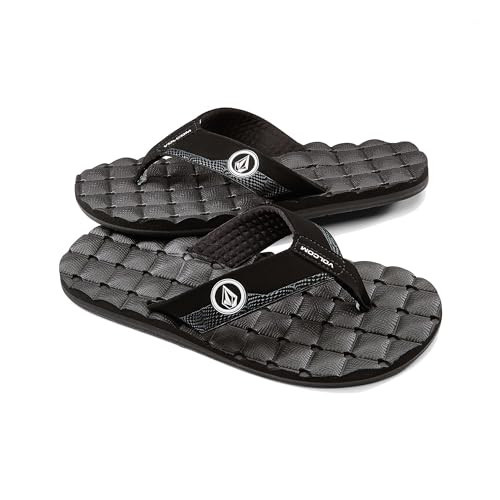 Volcom Boy's Recliner Big Youth Flip Flop Sandal, Black White-New, 4 Kid | Amazon (US)