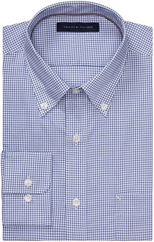 Tommy Hilfiger Men's Dress Shirt Regular Fit Non Iron Gingham | Amazon (US)