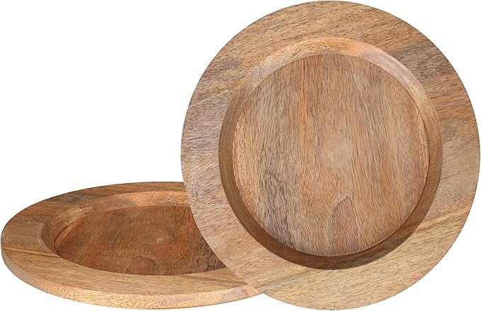 Alpha Living Home Wood Serving Charger Plates - Dinnerware Round Rustic Thanksgiving Centerpiece ... | Amazon (US)