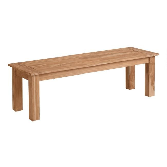 Natural Teak Calero Outdoor Dining Bench | World Market