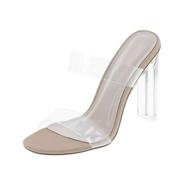Static Footwear Women's Clear Open Toe Chunky Heels Mules High Heels Slip on Slide Sandals, Clear... | Walmart (US)