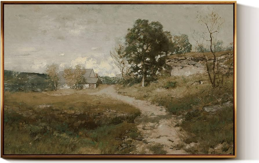 InSimSea Golden Framed Vintage Canvas Wall Art Arkville Landscape Rustic Country Road Home Decor ... | Amazon (US)