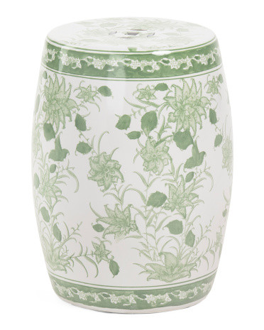 17.25 Chinoiserie Pinwheel Flower Decorative Ceramic Stool | TJ Maxx