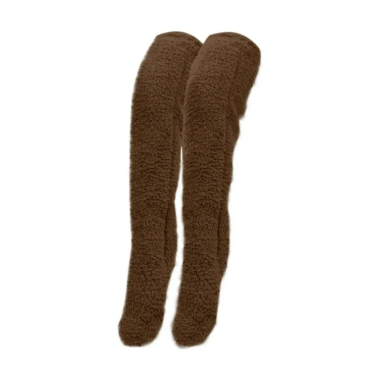 Over Knee High Fuzzy Socks Plush Slipper Stockings Furry Long Leg Warmers Winter Home Sleeping So... | Walmart (US)