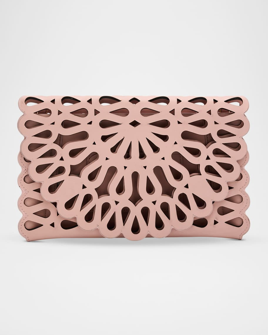 McCall Laser Cutout Leather Clutch Bag | Neiman Marcus