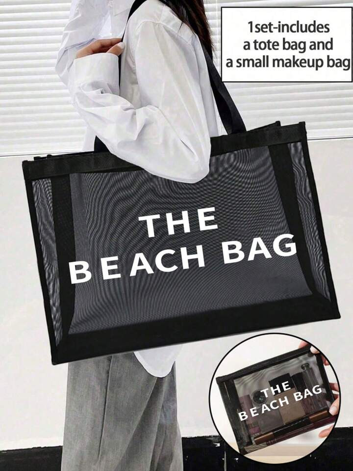 Beach Tote Bag For Women, Tote Bag For Beach Accessories, Suitable For Wedding, Birthday, Holiday... | SHEIN