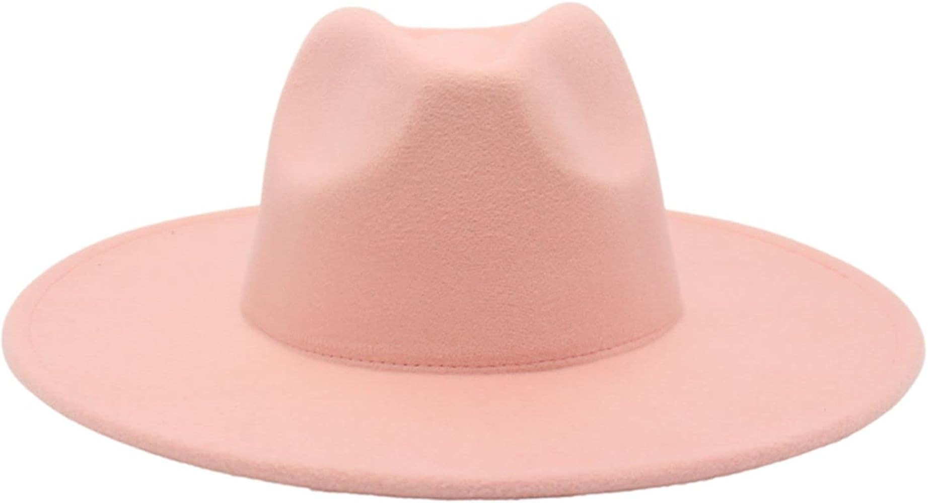YESBOR Womens Mens Retro Wide Brim Fedora Trilby Hat Vintage Solid Color Jazz Cap | Amazon (US)