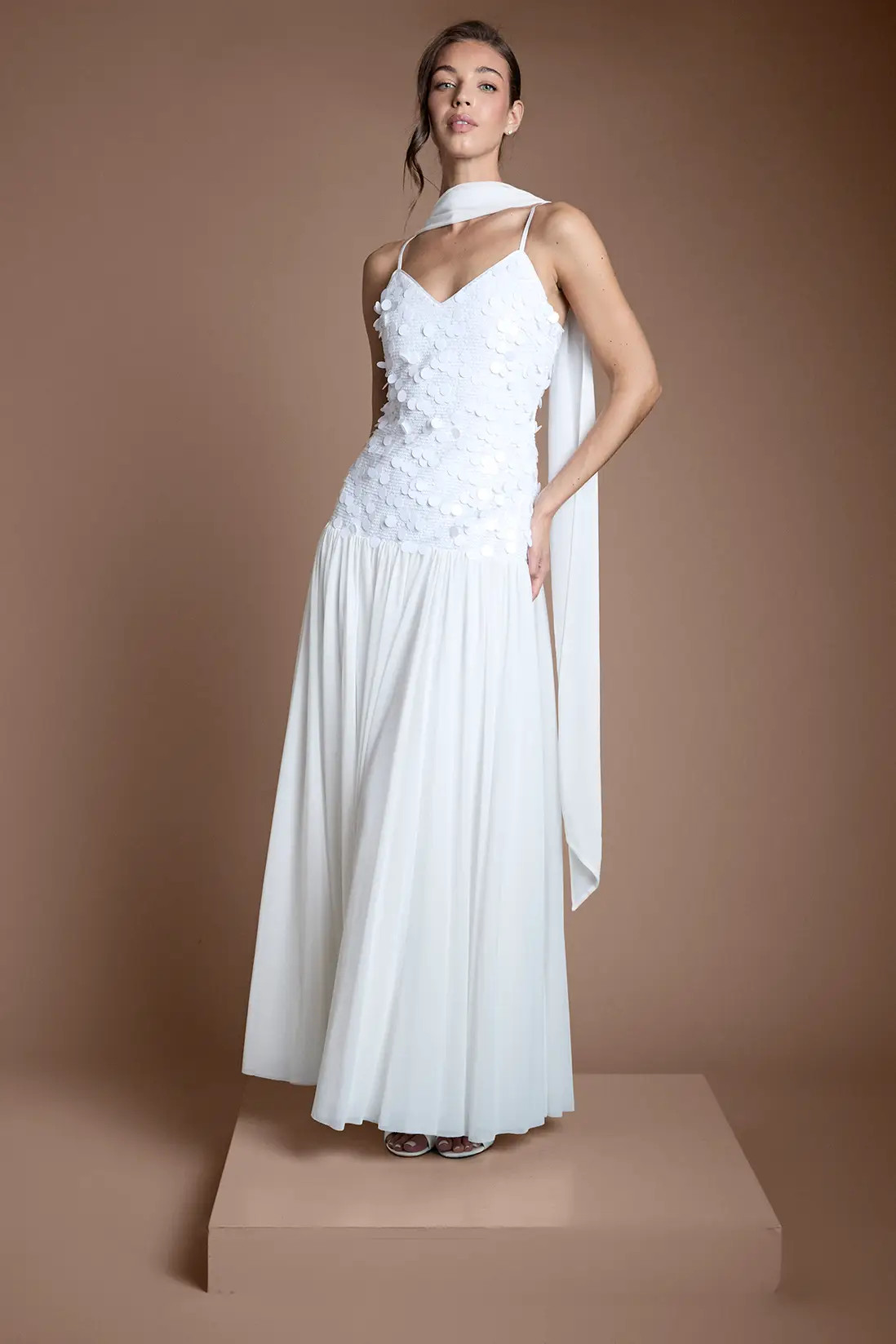Muse Sequin and Mesh Maxi Wedding Dress | Karen Millen