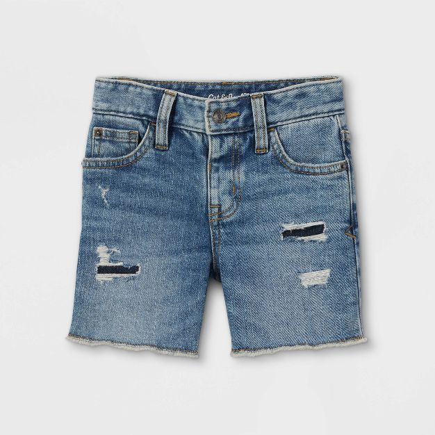 Toddler Boys' Destroyed Pull-On Jean Shorts - Cat & Jack™ Medium Wash | Target