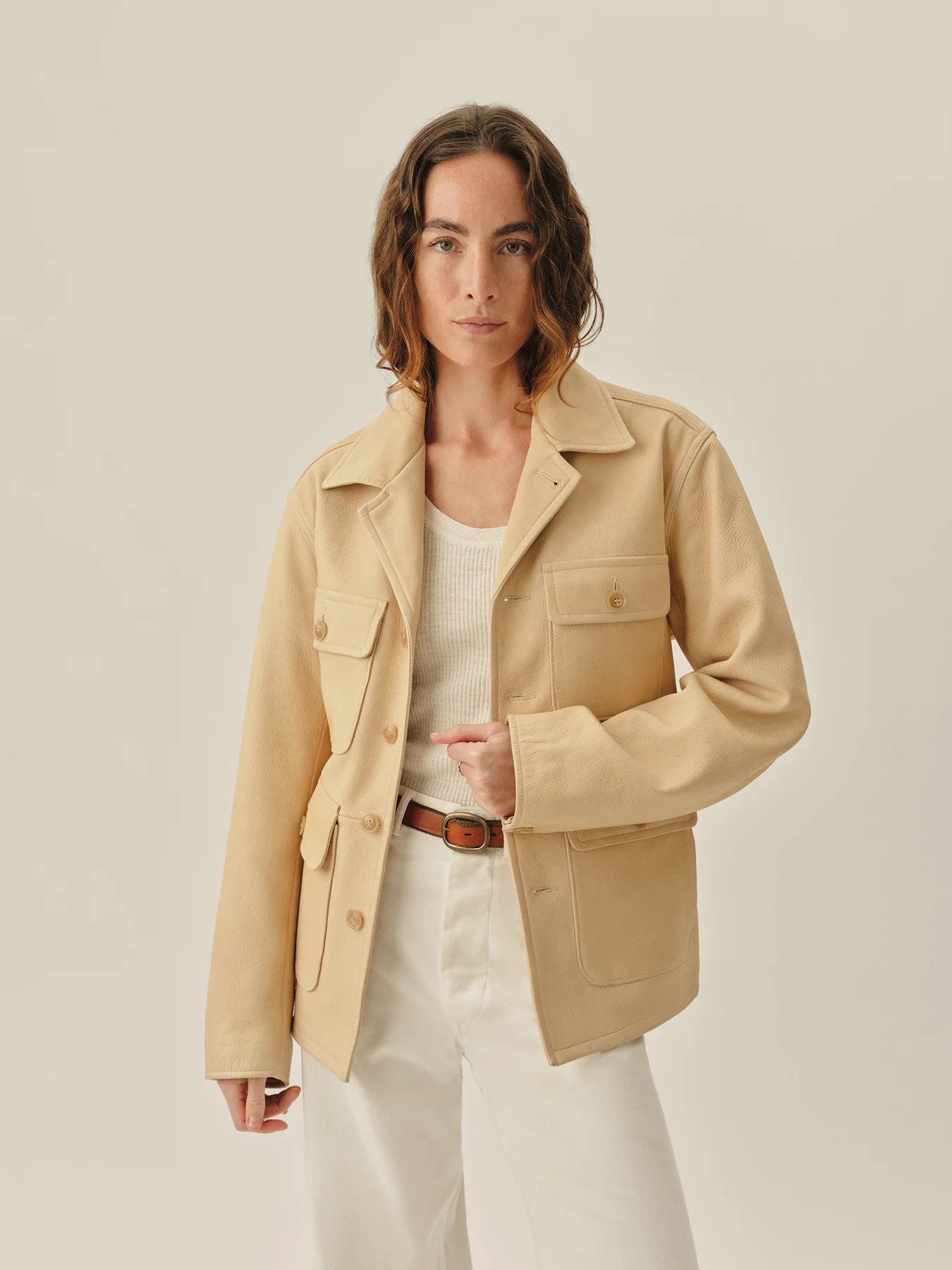 Ivory Pebbled Deerskin All Day Field Jacket - Buck Mason- Modern American Classics | Buck Mason