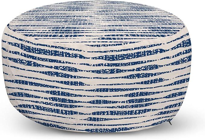 Lunarable Japanese Ottoman Pouf, Oriental Composition of Stripes Watercolor Style Paint Dripping ... | Amazon (US)