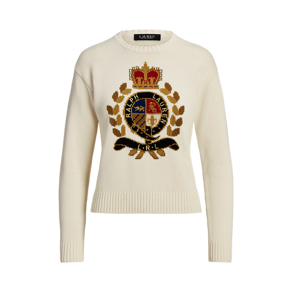 Intarsia-Knit Crest Cotton-Blend Jumper | Ralph Lauren (UK)