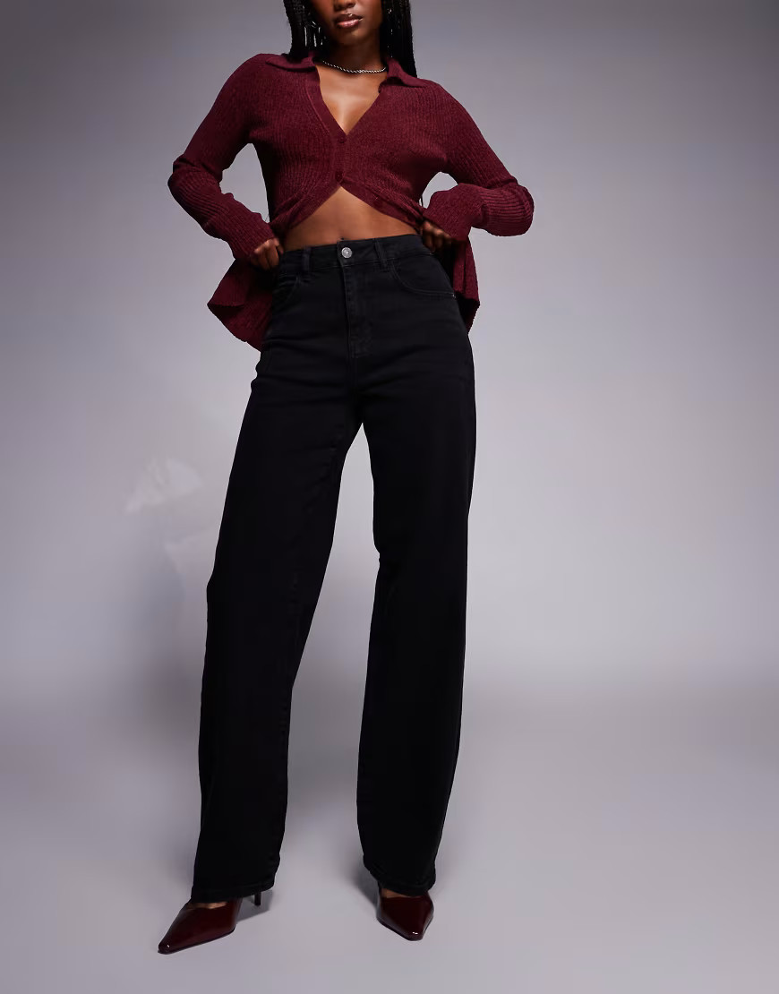 Noisy May Josie high waist baggy jeans in black | ASOS (Global)