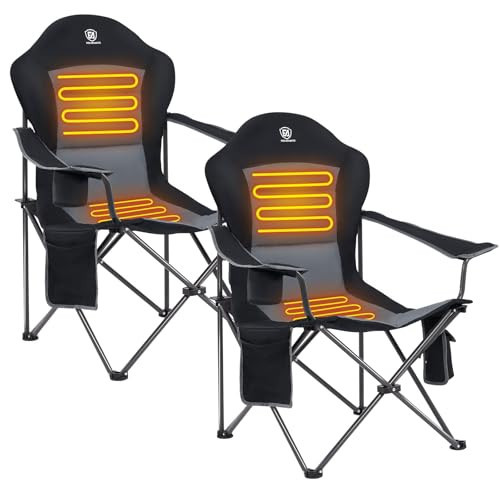 EVER ADVANCED Heated Camping Chair, Lawn Chairs Heated Chair Outdoor Sports with 3 Heat Levels, Heated Folding Chair Camping Chairs for Adults, Supports 400lbs, Battery Not Included | Amazon (US)
