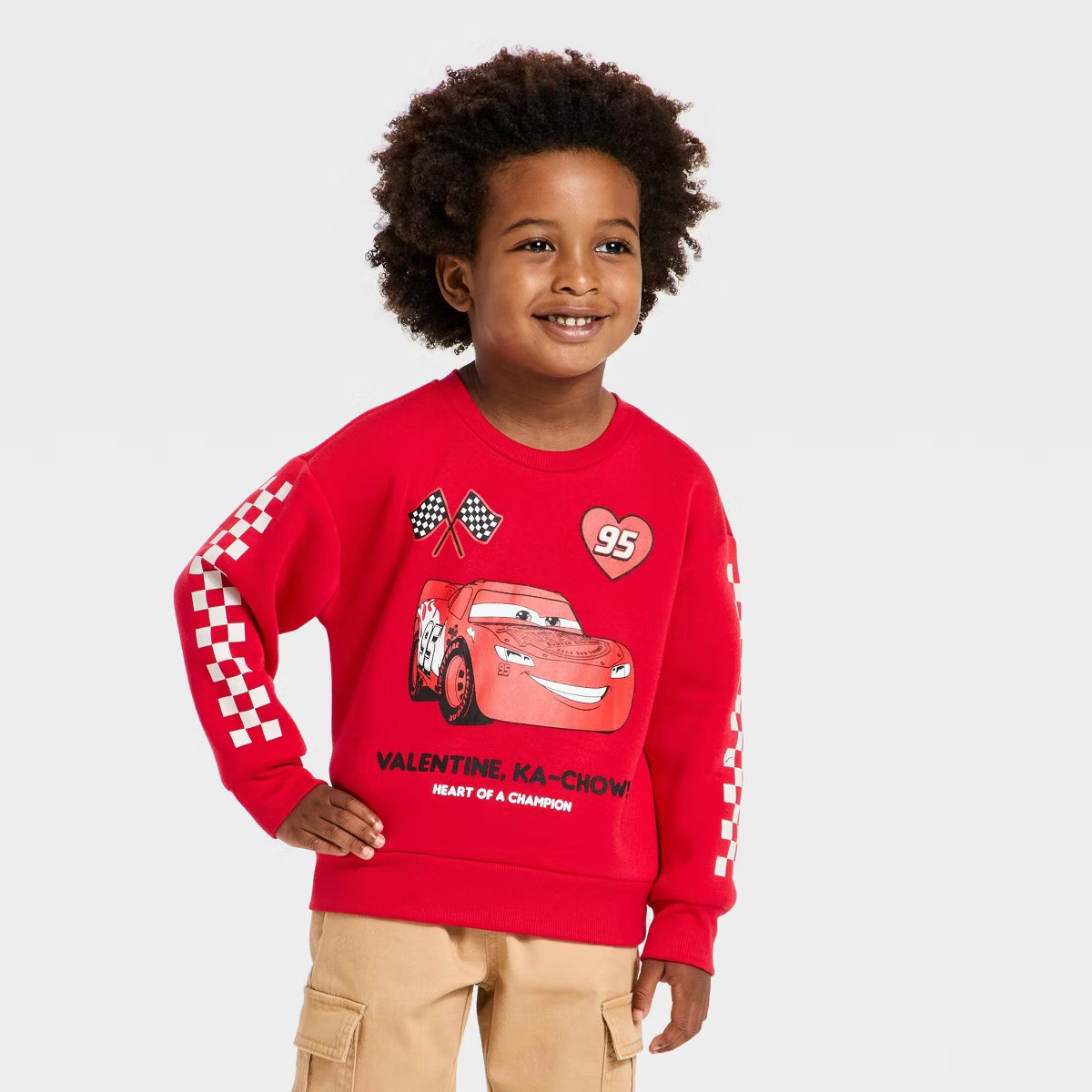 Toddler Boys' Disney Cars Lightning McQueen Valentines Fleece Sweatshirt - Red 4T | Target