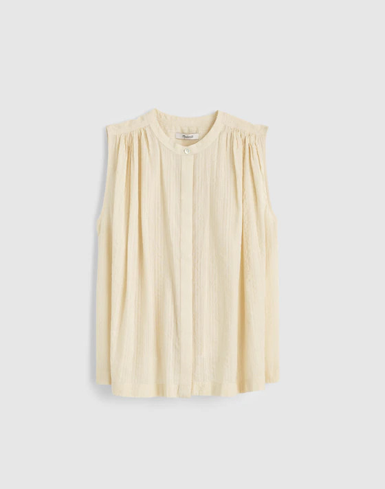 Shirred Button-Up Sleeveless Blouse | Madewell