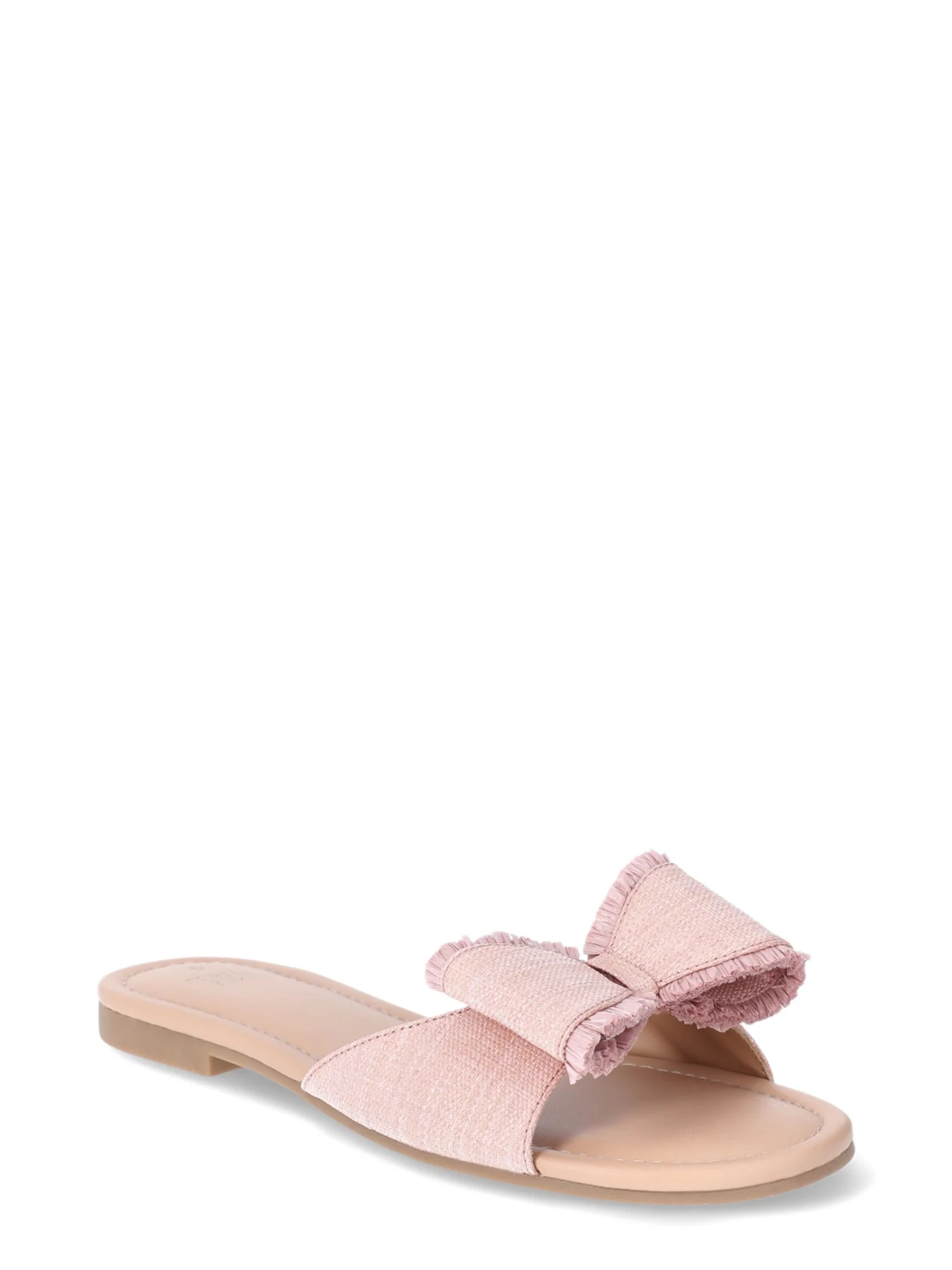 Time and Tru Women's Raffia Bow Slide Sandal | Walmart (US)